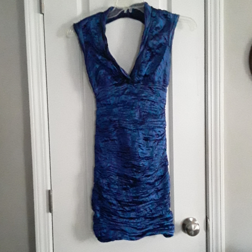 Nicole Miller blue scrunchie dress
